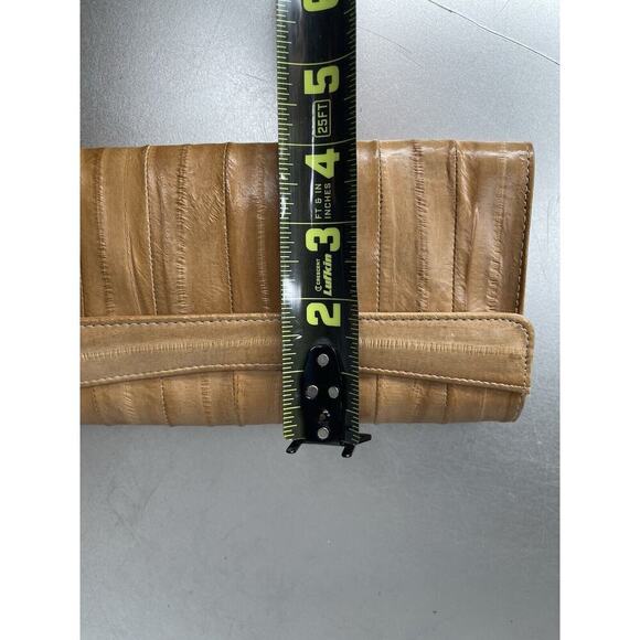 Vintage Eel Skin Wallet Split Leather Clutch checkbook Tan Korea - Picture 5 of 6